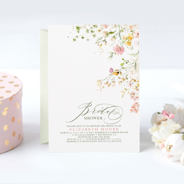 Elegant Summer Meadow Wildflowers Bridal Shower Invitation (Creator Uploaded)