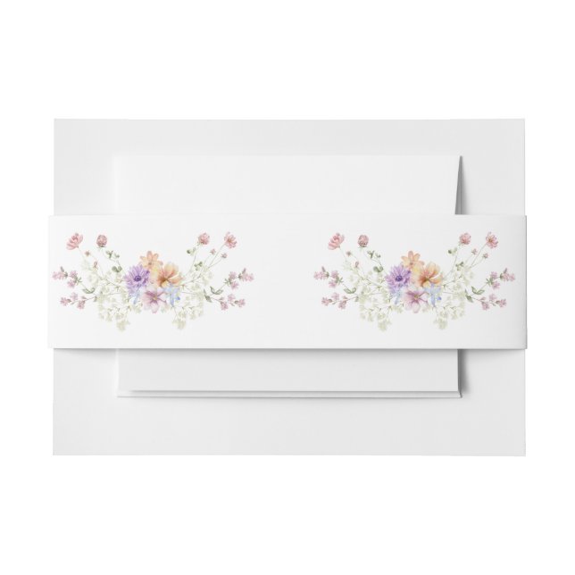 Elegant Summer Meadow Wildflowers Wedding Invitation Belly Band (Front Example)