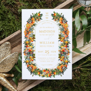 Elegant Summer Orange Fruit Wedding  Invitation