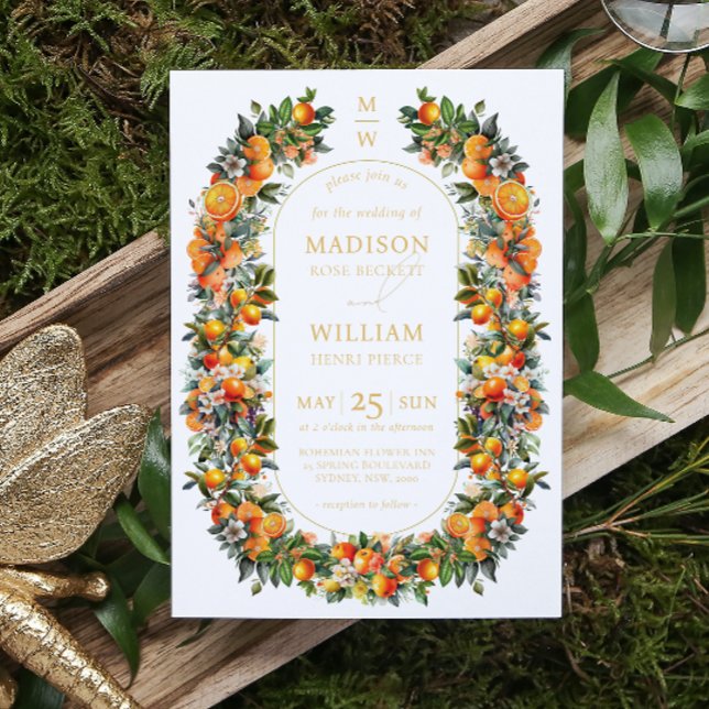 Elegant Summer Orange Fruit Wedding  Invitation (Creator Uploaded)