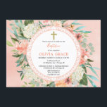 Elegant summer peach floral Baptism girl Invitation<br><div class="desc">For more advanced customisation of this design,  simply select the "Customise It" button above!</div>