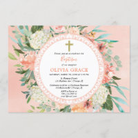 Elegant summer peach floral Baptism girl