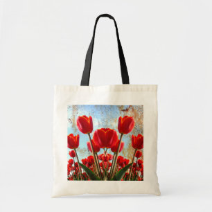 elegant summer red tulips floral country wedding tote bag