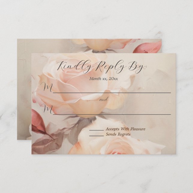Elegant Summer Roses Wedding  RSVP Card (Front/Back)