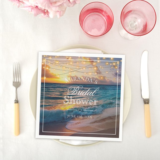 Elegant Summer Sunset Beach Bridal Shower Napkins (Creator Uploaded)