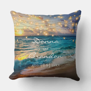 Elegant Summer Sunset Beach Wedding Memory Cushion