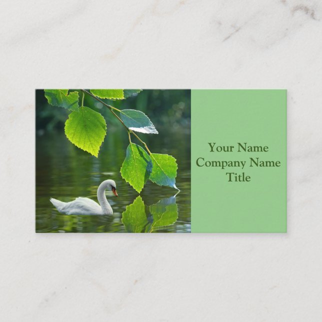 Elegant Summer Swan Business Card (Front)