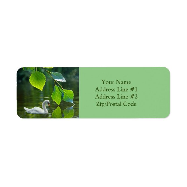 Elegant Summer Swan Return Address Label (Front)