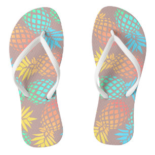 elegant summer tropical colorful pineapple pattern thongs