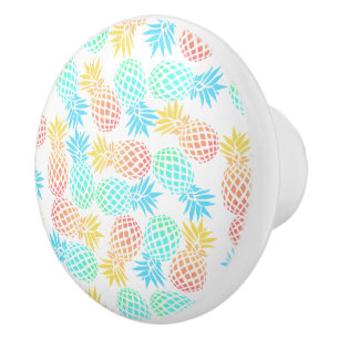 elegant summer tropical colourful pineapple ceramic knob