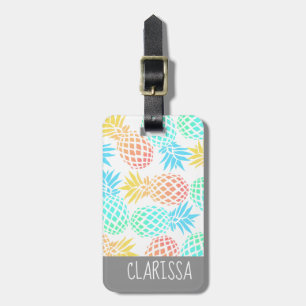 elegant summer tropical colourful pineapple luggage tag