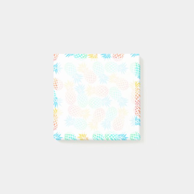 elegant summer tropical colourful pineapple patter post-it notes (Front)