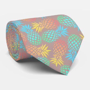 elegant summer tropical colourful pineapple patter tie