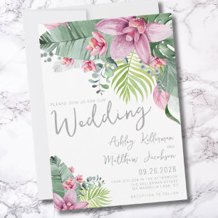 Elegant Summer Tropical Floral Wedding Invitation