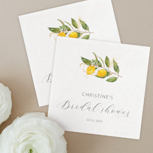 Elegant Summer Watercolor Lemon Bridal Shower Napkin