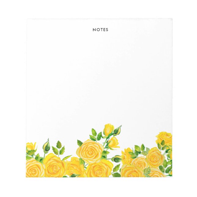 Elegant Summer Watercolor Yellow Flowers Notepad (Front)