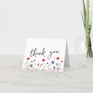 Elegant Summer Wildflower Baby Shower  Thank You Card