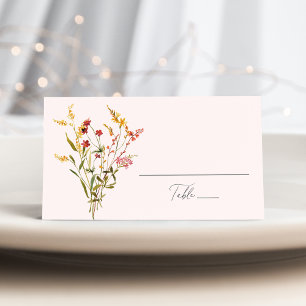 Elegant Summer Wildflower Blush Wedding Place Card