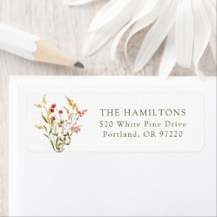 Elegant Summer Wildflower Bouquet Return Address Label