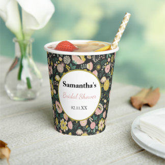 Elegant Summer Wildflower Floral Bridal Shower   Paper Cups
