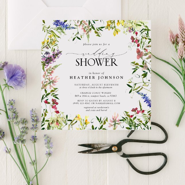 Elegant Summer Wildflower Floral Wedding Shower Invitation (Wildflower Whispers: Celebrate Love at Our Bridal Shower)