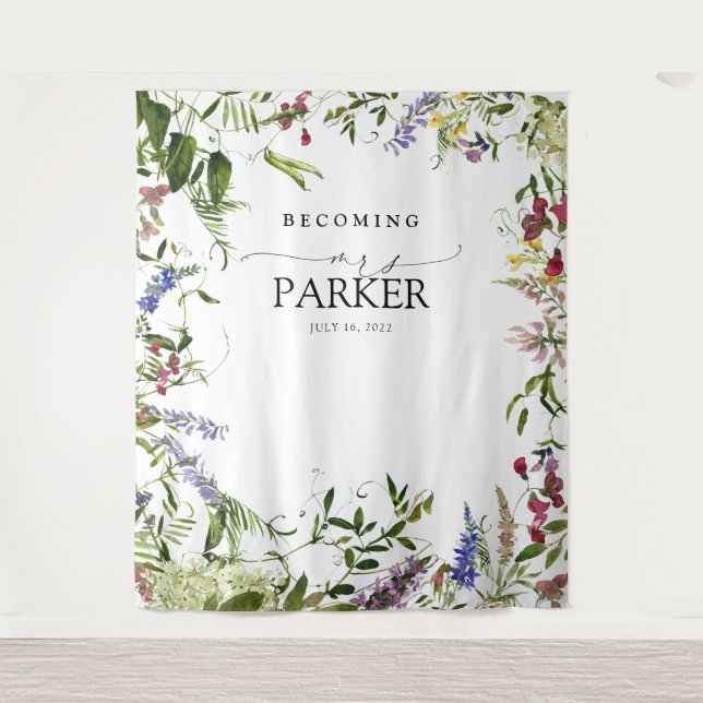 Elegant Summer Wildflower Shower Photo Booth Tapes Tapestry (Front)