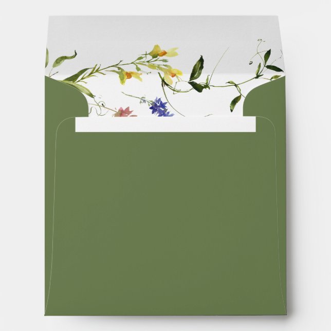 Elegant Summer Wildflower Watercolor Bridal Shower Envelope (Back (Bottom))