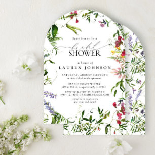 Elegant Summer Wildflower Watercolor Bridal Shower Invitation