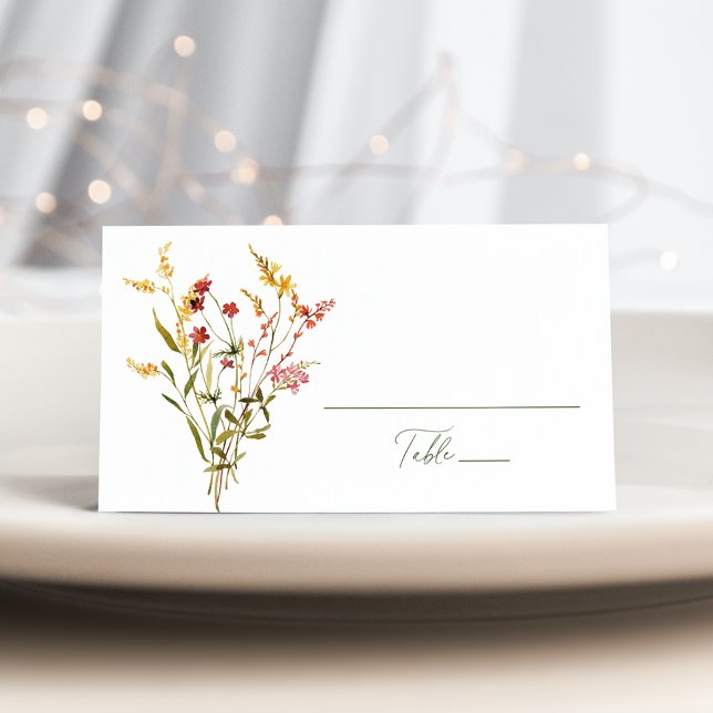Elegant Summer Wildflower Wedding Place Card (Creator Uploaded)