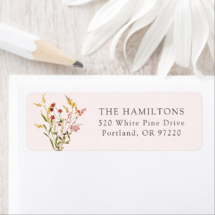 Elegant Summer Wildflowers Blush Return Address Label