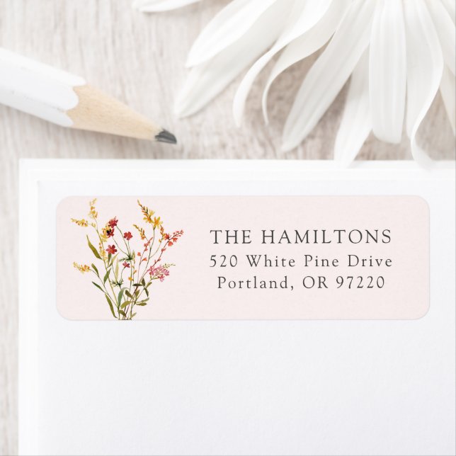 Elegant Summer Wildflowers Blush Return Address Label (Insitu)