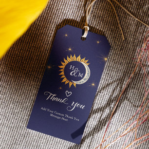 Elegant Sun Moon Monogram Wedding Favour Gift Tags