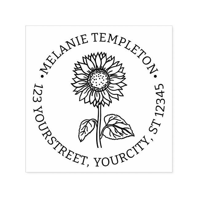 Elegant Sunflower #4 Name Return Address Self-inking Stamp (Design)