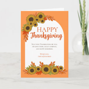 Elegant Sunflower Autumn Colours Thanksgiving Card