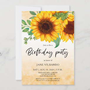 Elegant Sunflower Birthday Party Invitation