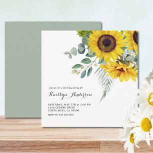 Elegant Sunflower BIrthday Party Invitation