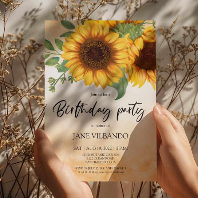 Elegant Sunflower Birthday Party Invitation (Creator Uploaded)