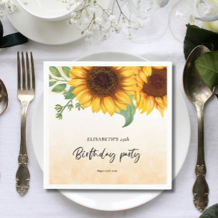 Elegant Sunflower Birthday Party  Napkin