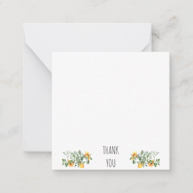 Elegant Sunflower Blank Thank You Card (Front)