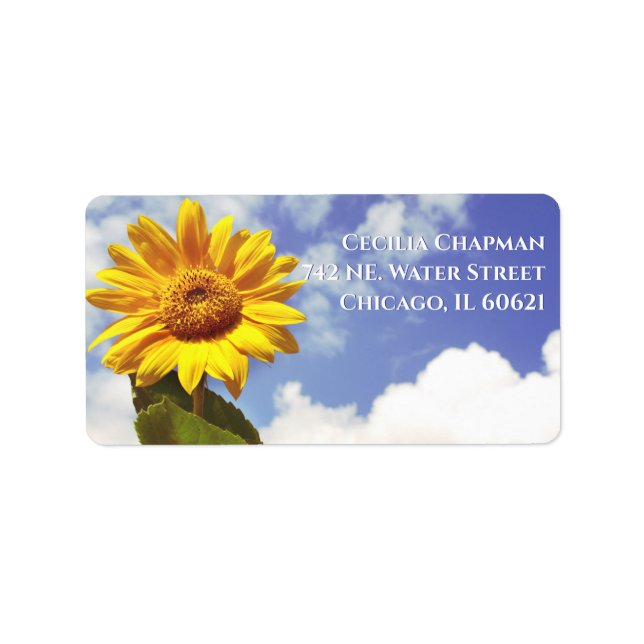 Elegant Sunflower Boho Personalised Return Address Label (Front)