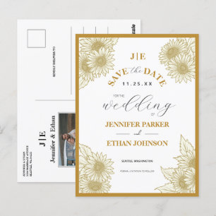 Elegant Sunflower Botanical Photo Save The Date  Postcard