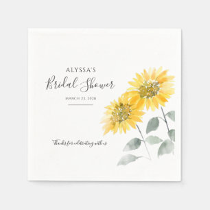 Elegant Sunflower Botanical Script Bridal Shower Napkin