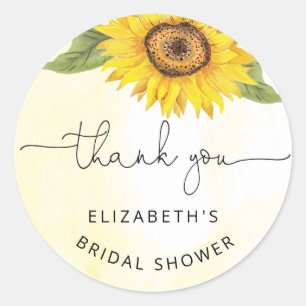 Elegant sunflower bridal shower classic round stic sticker