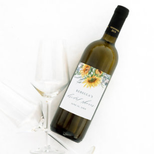 Elegant Sunflower Bridal Shower  Wine Label