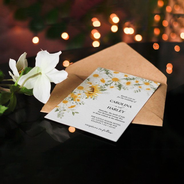 Elegant Sunflower Daisy Wedding Invitation (Creator Uploaded)