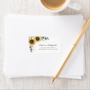 Elegant Sunflower Eucalyptus Floral Address Label