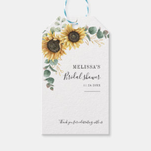 Elegant Sunflower Eucalyptus Floral Bridal Shower Gift Tags