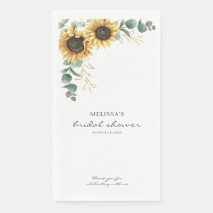 Elegant Sunflower Eucalyptus Floral Bridal Shower Napkin