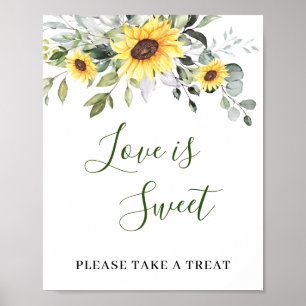 Elegant Sunflower Eucalyptus Love is Sweet Wedding Poster