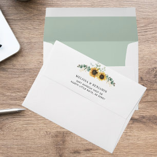 Elegant Sunflower Eucalyptus Modern Wedding Envelope